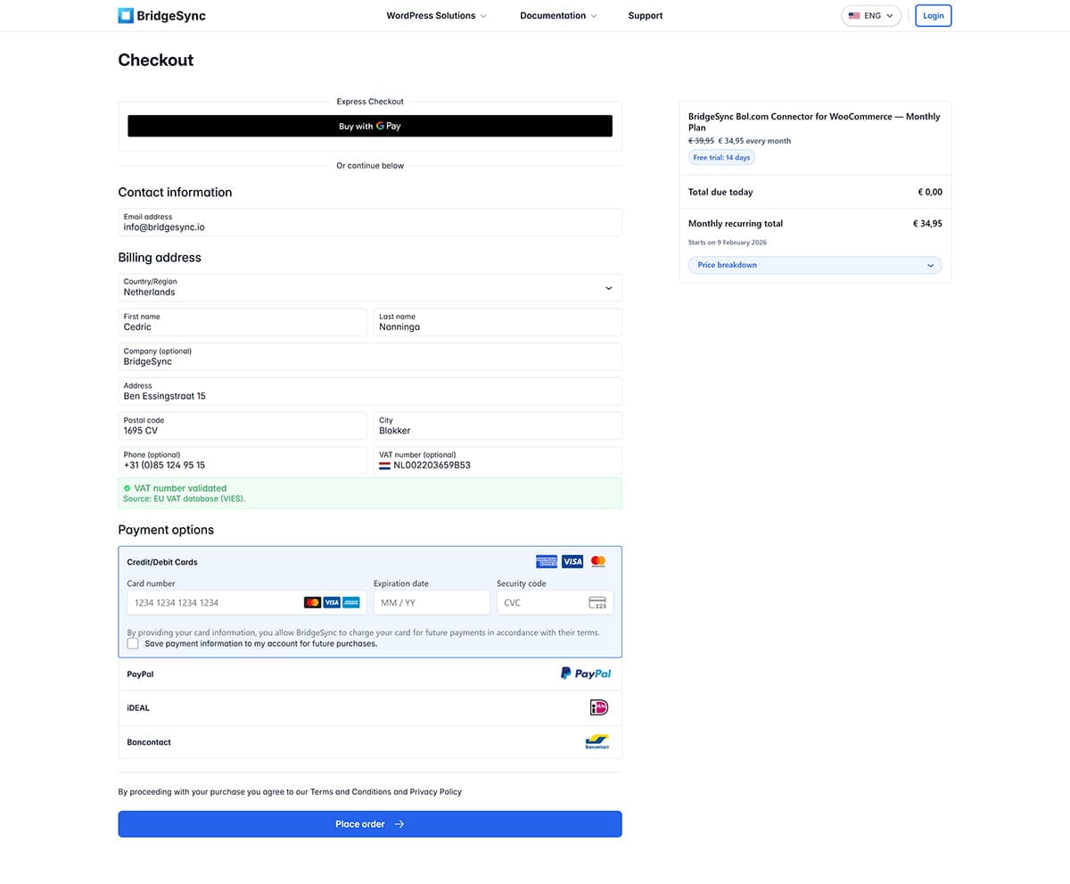 Connect BridgeSync to the VIES dashboard to access quick actions, license status, environment checks, and API testing.