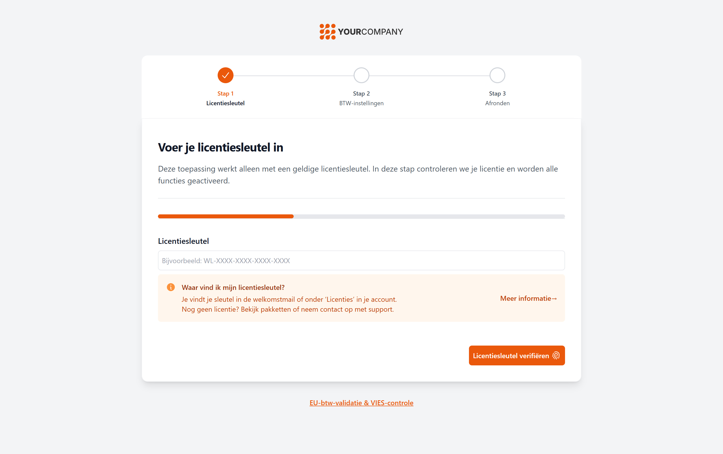Whitelabeling — eigen branding in setup wizard (BridgeSync) Whitelabel WooCommerce plugin — BridgeSync setup wizard met eigen branding en licentie validatie.